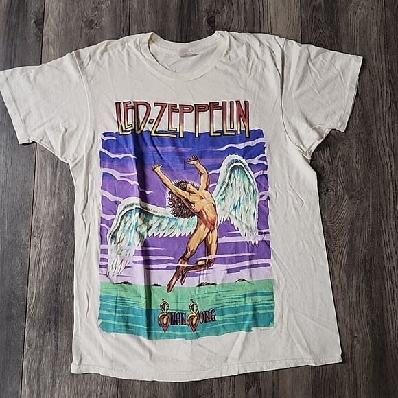 Vintage Led Zeppelin Swan Song Shirt XL Single Stich White - Picture 1 of 4
